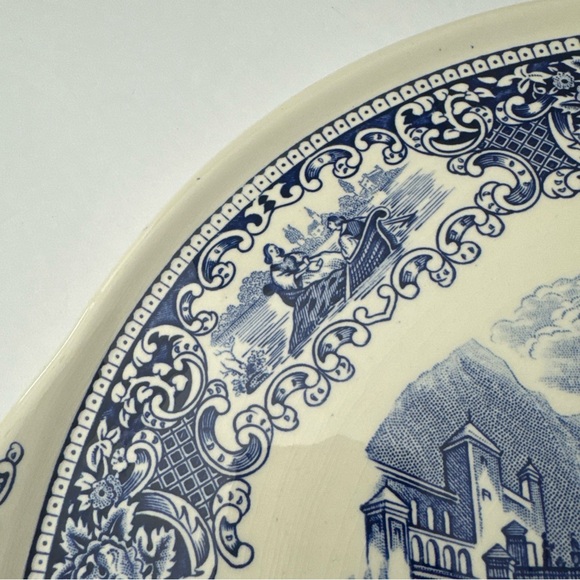 MYOTT Cambridge Old England Ironstone 12” Round Cake Plate Blue Transferware - Picture 6 of 7